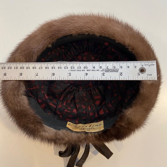 Vintage Brown Mink Fur Hat With Ribbon Tie Accent from Christine Originals - Picture 10 of 13